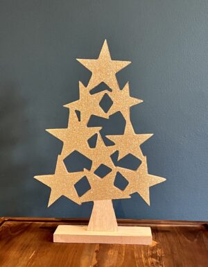 Wooden Gold Glitter Christmas Tree