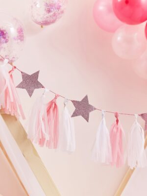 Pink Tassel Garland With Pink Glitter Stars