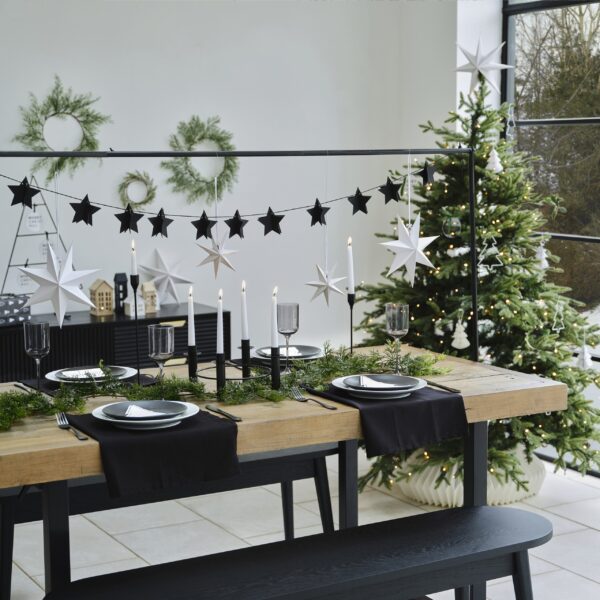 Black 3D Star Christmas Bunting - Image 3