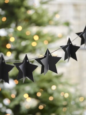 Black 3D Star Christmas Bunting