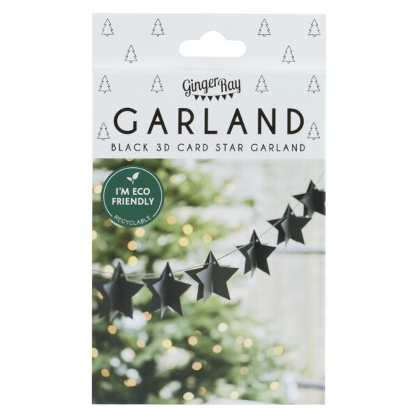 Black 3D Star Christmas Bunting - Image 2