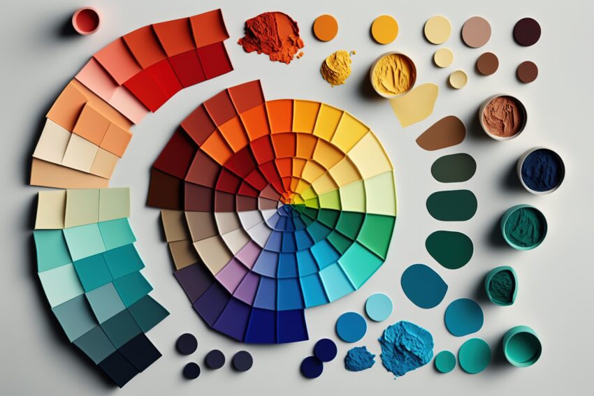 A colour palette with different colours